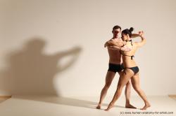 Underwear Woman - Man White Average Short Brown Dancing Dynamic poses Academic